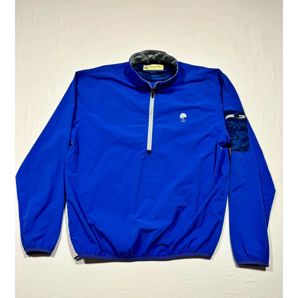 Donald Ross Sportswear Mens Blue Quarter Zip Windbreaker Jacket Size L 1921 Logo
